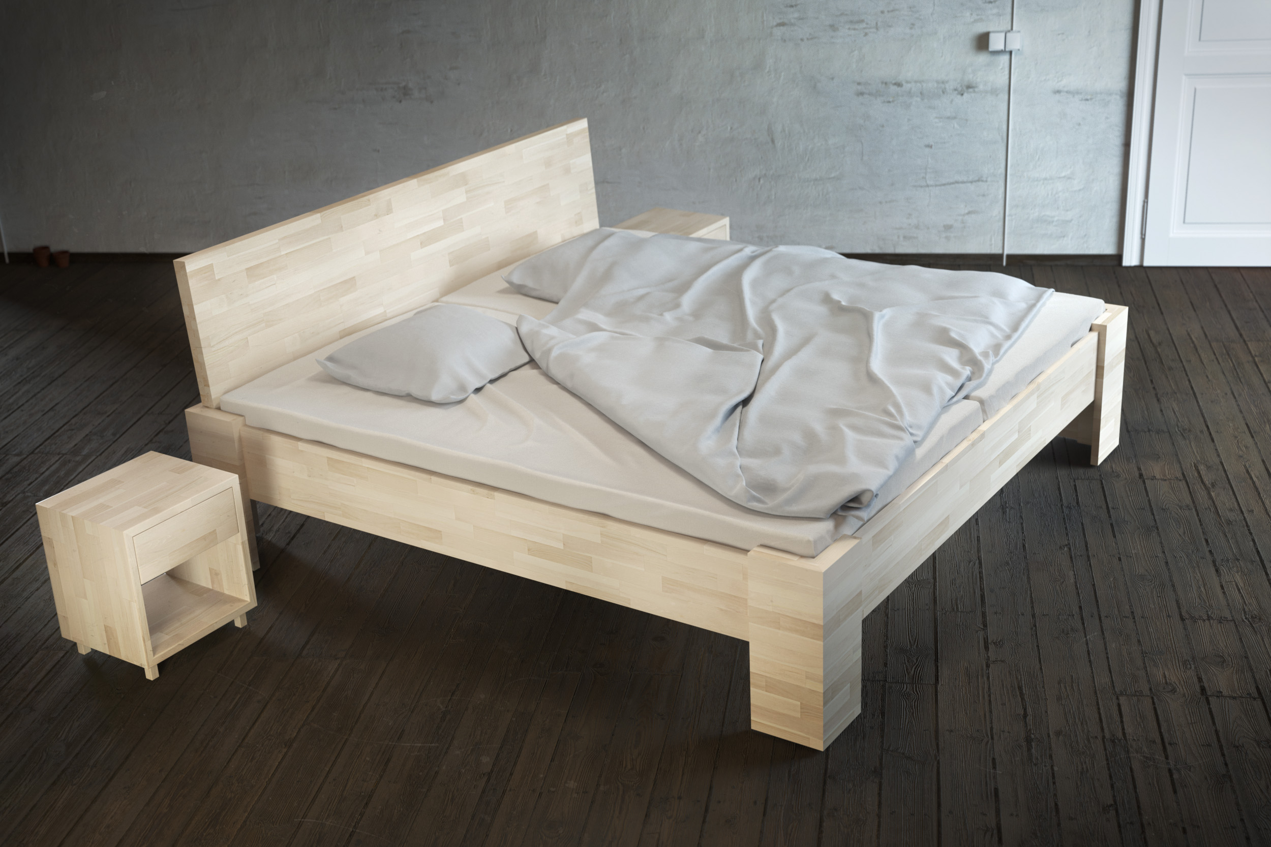 Stefan Eder 3D Visualisierung Schlafzimmer Bett Zirbe